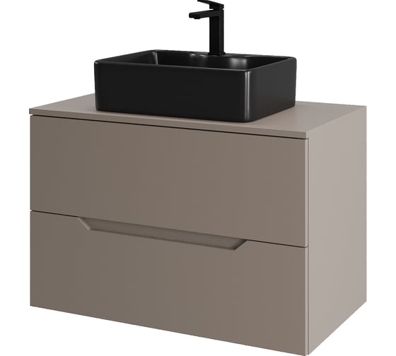 Изображение товара Подвесная тумба с раковиной ORANGE Line 80 см, латте/черный Li-80TuLMDF+B01-475MB