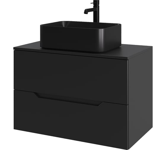 Изображение товара Подвесная тумба с раковиной ORANGE Line 80 см, черный Li-80TubMDF+B02-460MB