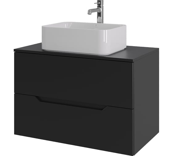 Изображение товара Подвесная тумба с раковиной ORANGE Line 80 см, черный/белый Li-80TubMDF+B02-460W