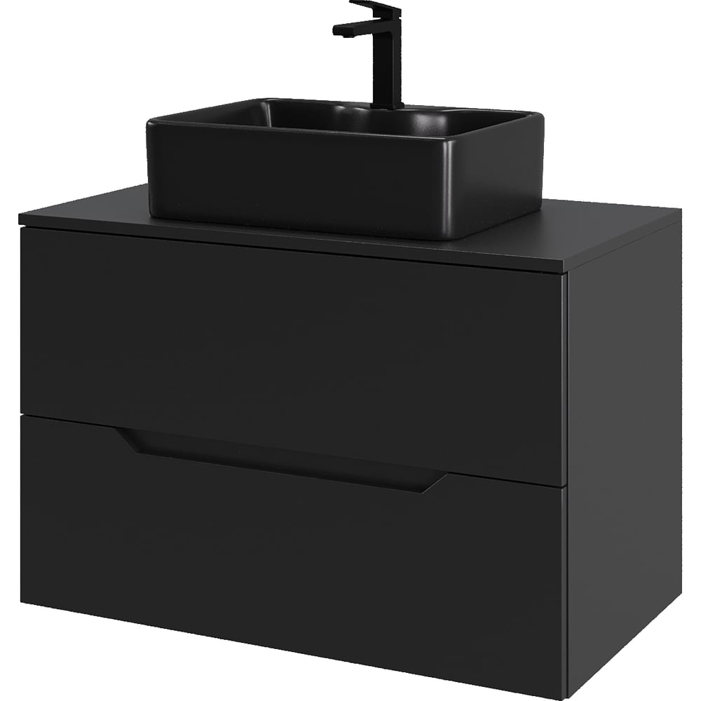 Изображение товара Подвесная тумба с раковиной ORANGE Line 80 см черный матовый санфарфор