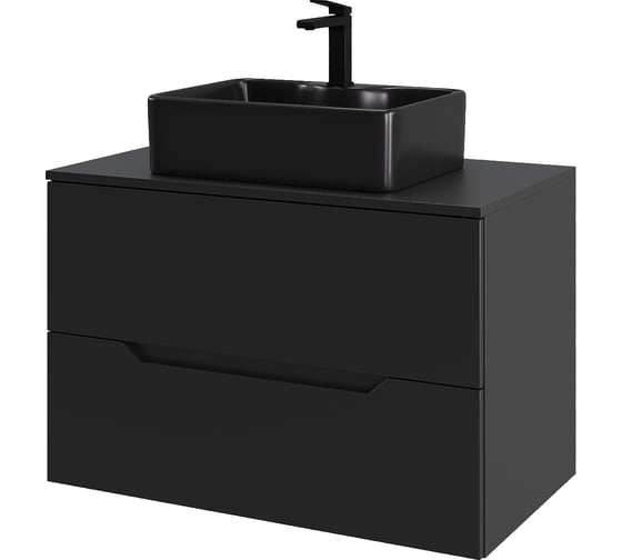 Изображение товара Подвесная тумба с раковиной ORANGE Line 80 см, черный Li-80TubMDF+B01-475MB