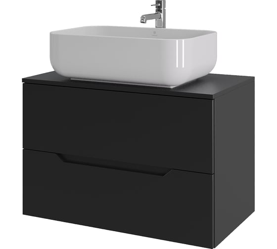 Изображение товара Подвесная тумба с раковиной ORANGE Line 80 см, черный/белый Li-80TubMDF+B03-600W