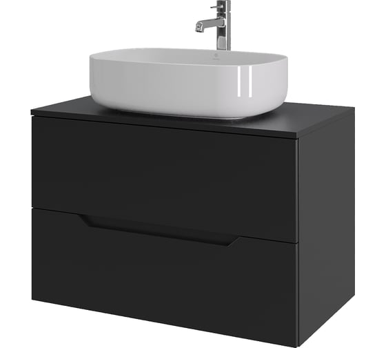 Изображение товара Подвесная тумба с раковиной ORANGE Line 80 см, черный/белый Li-80TubMDF+B07-540W