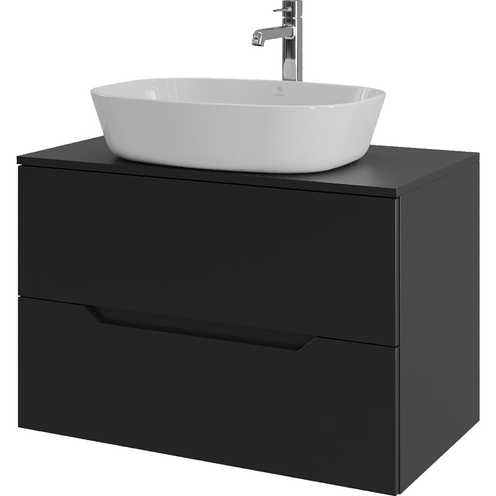 Изображение товара Подвесная тумба с раковиной ORANGE Line 80 см современный дизайн черный матовый