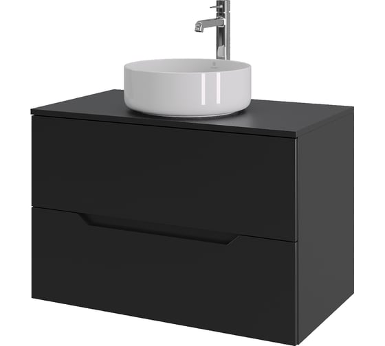 Изображение товара Подвесная тумба с раковиной ORANGE Line 80 см, черный/белый Li-80TubMDF+B09-360W