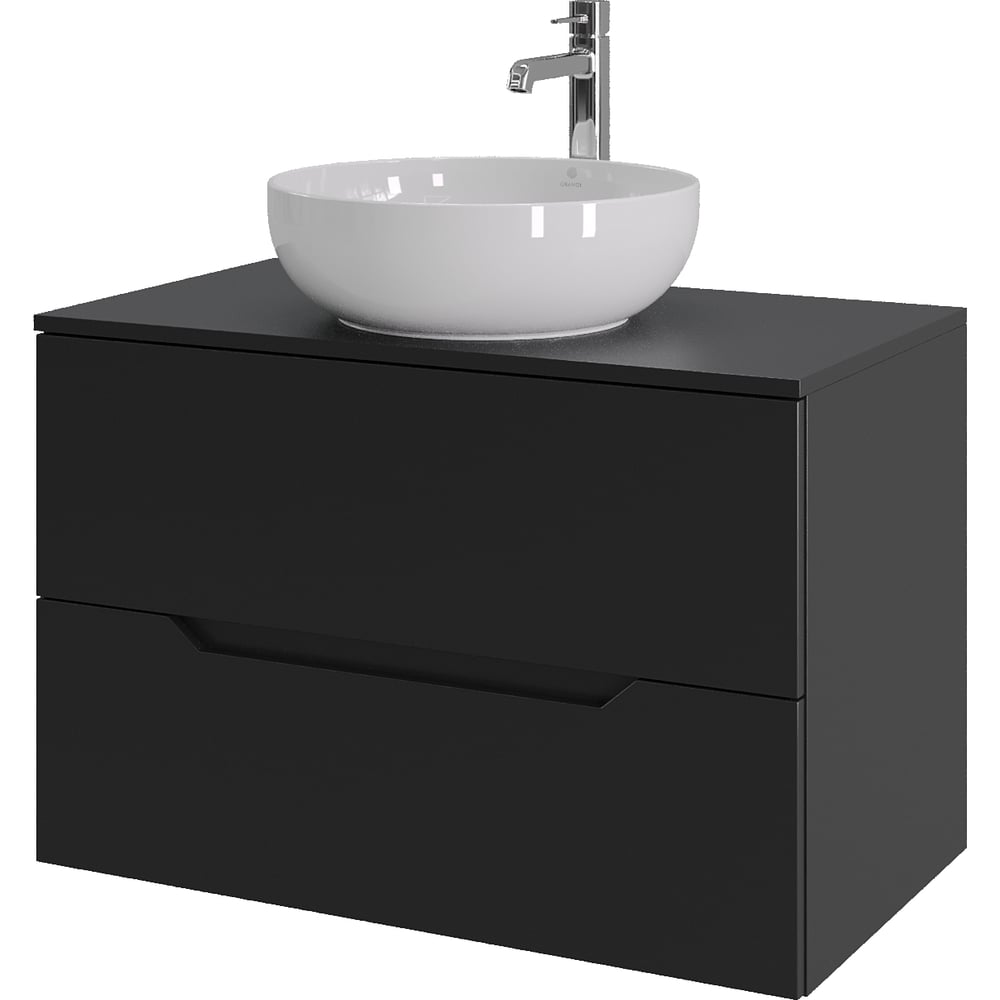 Изображение товара Подвесная тумба с раковиной ORANGE Line 80 см черный/белый