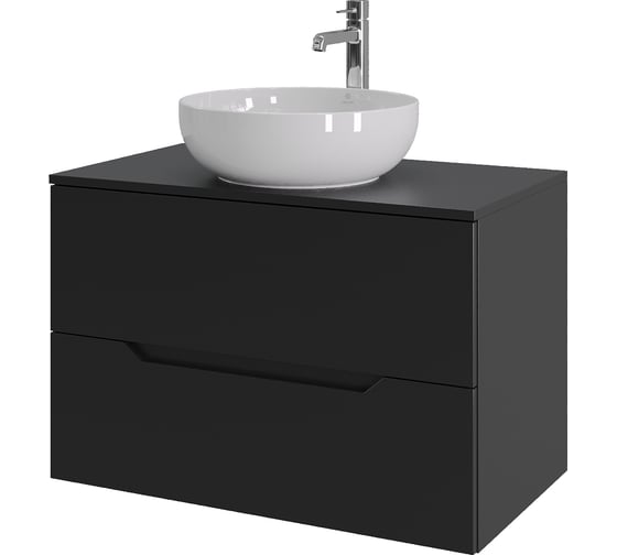 Изображение товара Подвесная тумба с раковиной ORANGE Line 80 см, черный/белый Li-80TubMDF+B07-420W