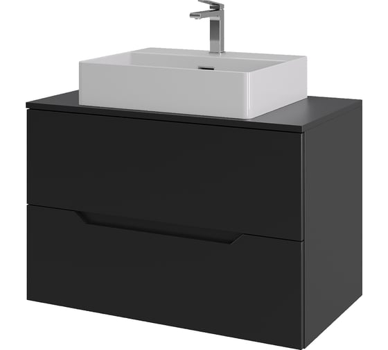 Изображение товара Подвесная тумба с раковиной ORANGE Line 80 см, черный/белый Li-80TubMDF+B04-500W