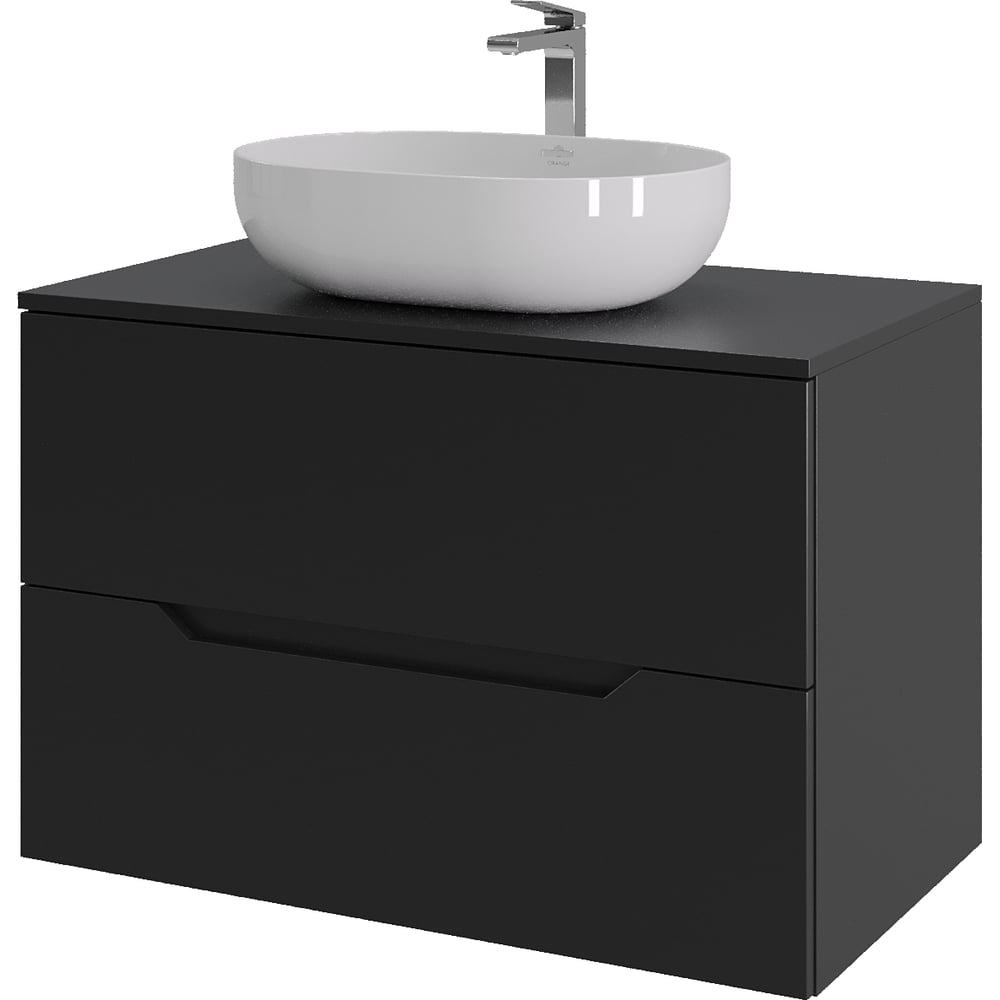 Изображение товара Подвесная тумба с раковиной ORANGE Line 80 см черный/белый