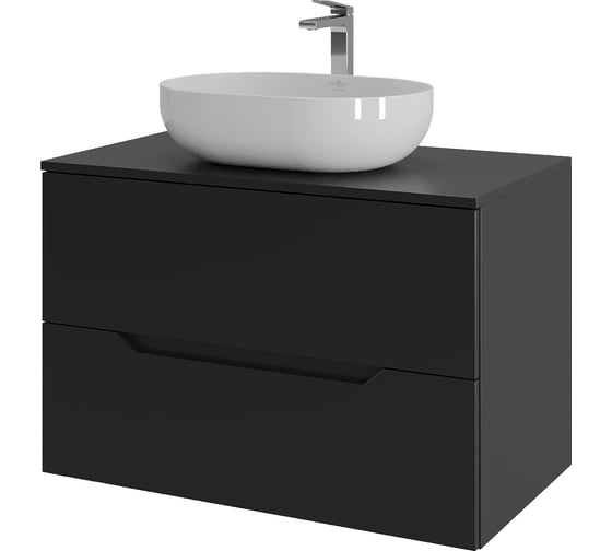 Изображение товара Подвесная тумба с раковиной ORANGE Line 80 см, черный/белый Li-80TubMDF+B05-480W