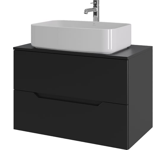 Изображение товара Подвесная тумба с раковиной ORANGE Line 80 см, черный/белый Li-80TubMDF+B07-600W