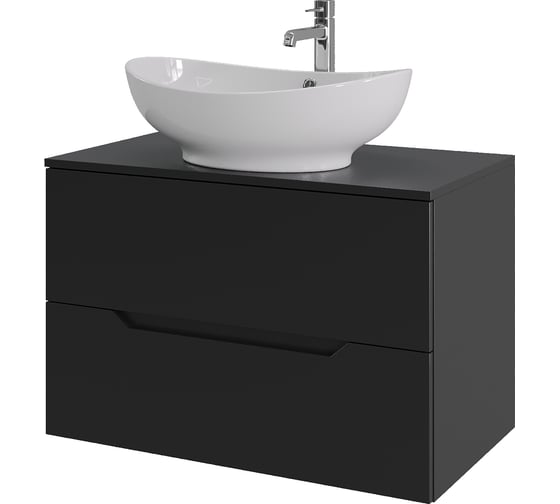 Изображение товара Подвесная тумба с раковиной ORANGE Line 80 см, черный/белый Li-80TubMDF+B08-585W