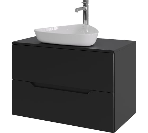 Изображение товара Подвесная тумба с раковиной ORANGE Line 80 см, черный/белый Li-80TubMDF+B07-500W