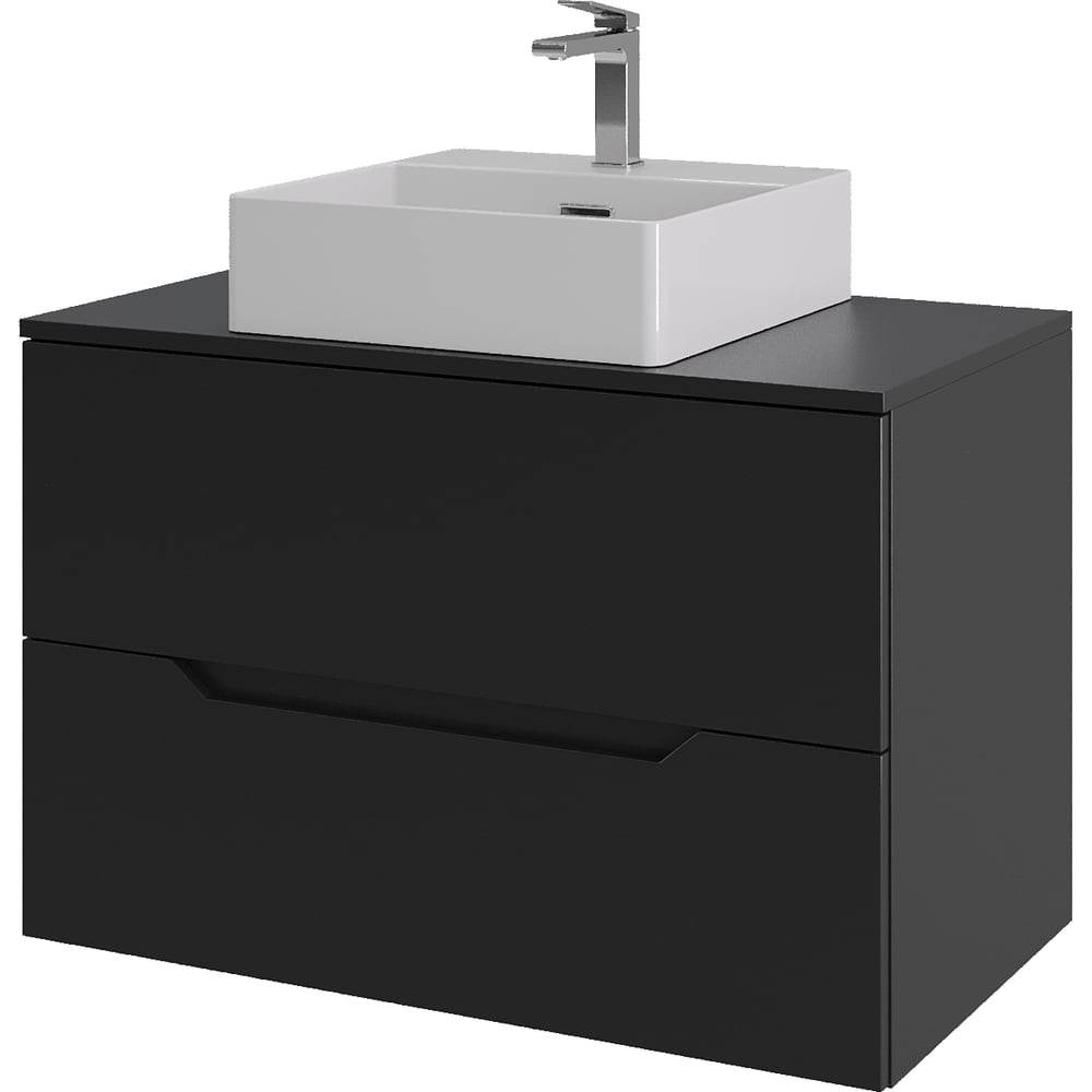 Изображение товара Подвесная тумба с раковиной ORANGE Line 80 см черный матовый современный стиль