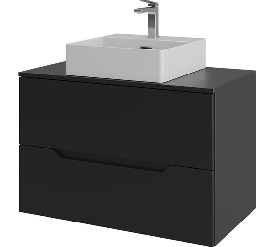 Изображение товара Подвесная тумба с раковиной ORANGE Line 80 см, черный/белый Li-80TubMDF+B04-405W