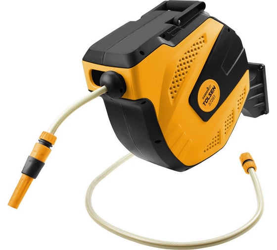 Изображение товара Катушка автоматическая TOLSEN Industrial со шлангом 1/2" 15+1.5 м, насадка, коннекторы 57261