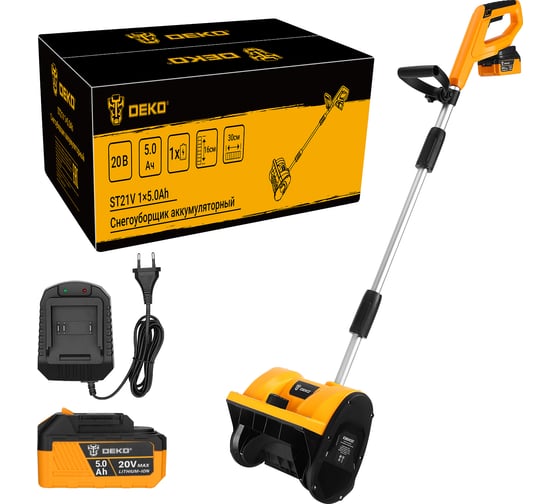 Изображение товара Снегоуборщик аккумуляторный DEKO ST21V, 20В, 1х5,0Ач 085-4443