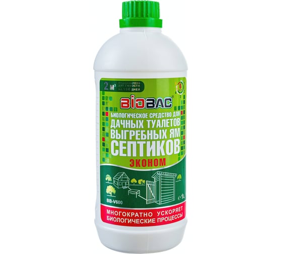 Изображение товара Биологическое средство для дачных туалетов и септиков Эконом 1 л BIOBAC BB-V600