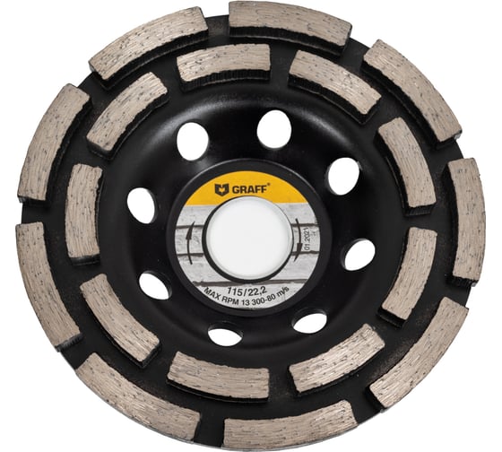 Изображение товара Чашка алмазная двухрядная по бетону (115x22.2 мм; 18Т) GRAFF 15115