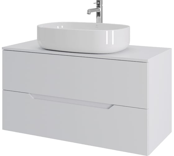 Изображение товара Тумба с раковиной подвесная ORANGE Line 100 см, белый Li-100TuwMDF+B04-600W