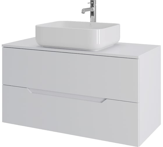 Изображение товара Тумба с раковиной подвесная ORANGE Line 100 см, белый Li-100TuwMDF+B05-500W