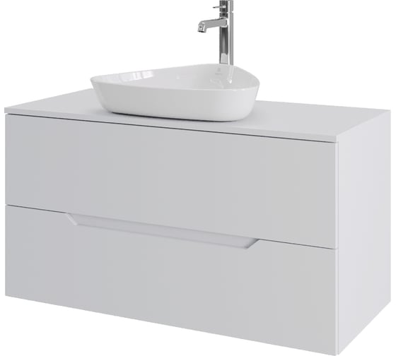 Изображение товара Тумба с раковиной подвесная ORANGE Line 100 см, белый Li-100TuwMDF+B07-500W