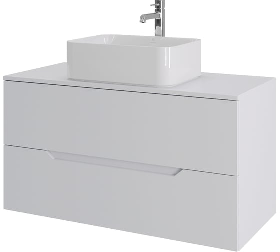 Изображение товара Тумба с раковиной подвесная ORANGE Line 100 см, белый Li-100TuwMDF+B02-460W