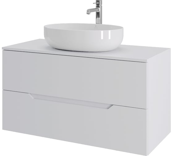 Изображение товара Тумба с раковиной подвесная ORANGE Line 100 см, белый Li-100TuwMDF+B05-520W