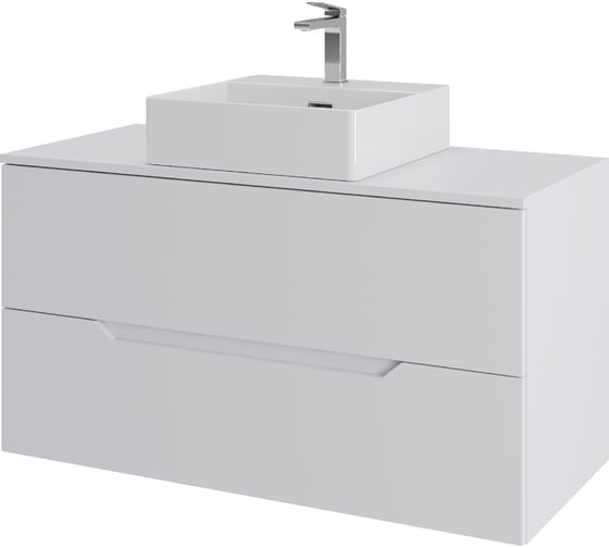 Изображение товара Тумба с раковиной подвесная ORANGE Line 100 см, белый Li-100TuwMDF+B04-500W