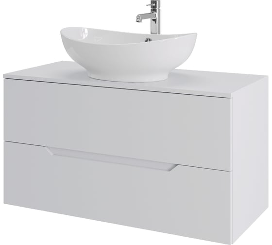 Изображение товара Тумба с раковиной подвесная ORANGE Line 100 см, белый Li-100TuwMDF+B08-585W