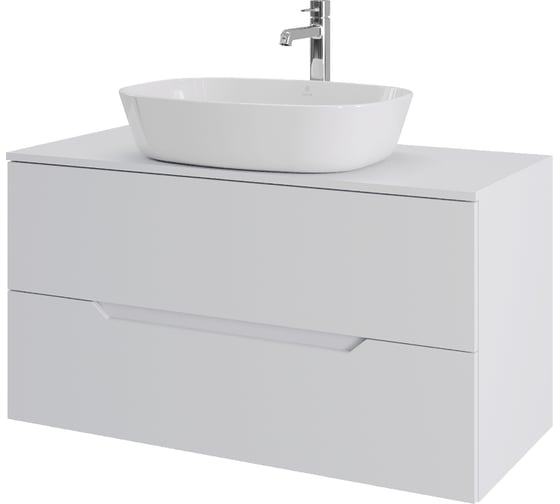 Изображение товара Тумба с раковиной подвесная ORANGE Line 100 см, белый Li-100TuwMDF+B08-500W