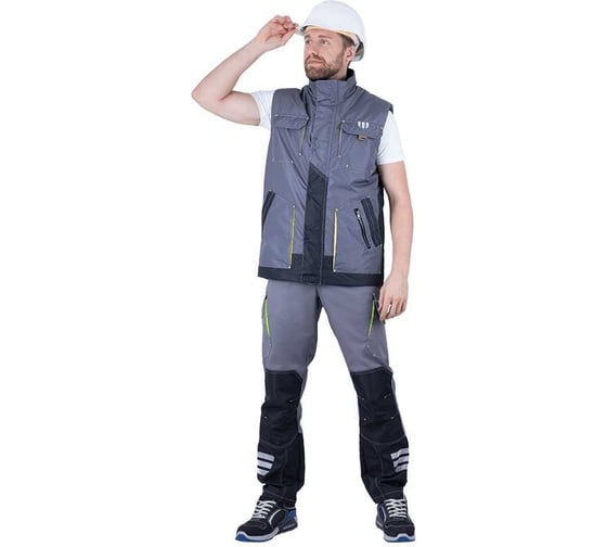 Изображение товара Мужской жилет Iform ЭДВАНС утепленный, серый/темно-серый/лимонная отделка (88-92, 182-188), Жил 655/88/182