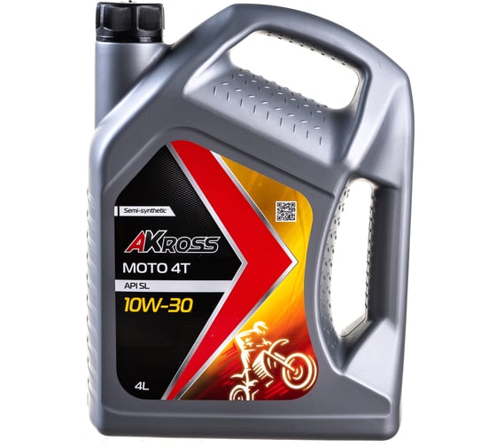 Изображение товара Масло моторное полусинтетическое Moto 4Т 10W-30 SL 4 л AKross AKS0029MOS