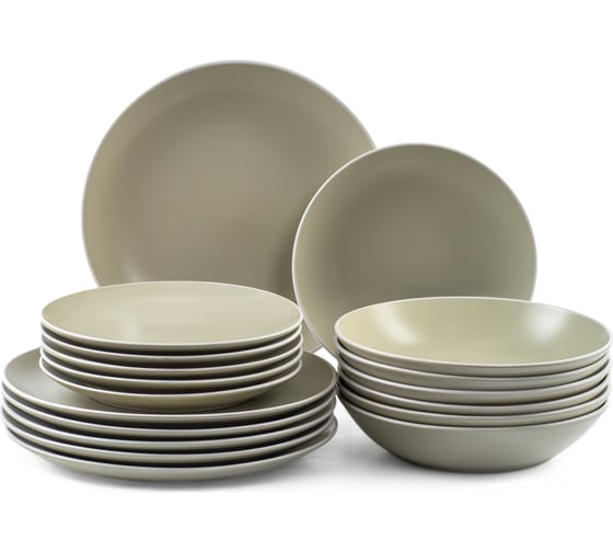 Изображение товара Набор столовый керамический DOMENIK 18 предметов SCANDY OLIVE на 6 персон DMS104