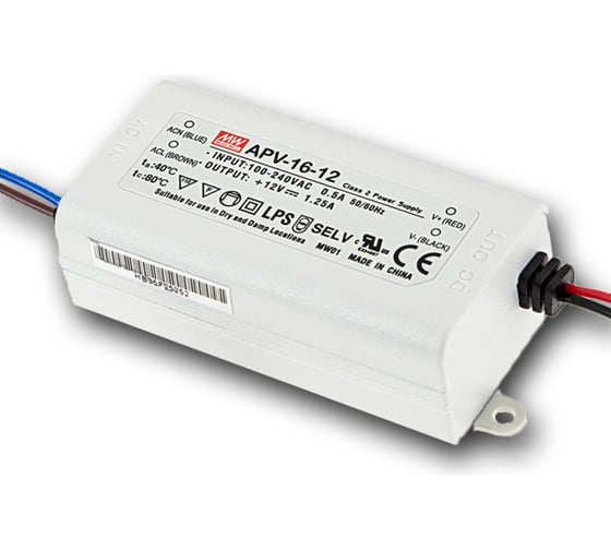Изображение товара LED-драйвер Mean Well AC-DC APV-16-12 15Вт Т00315866