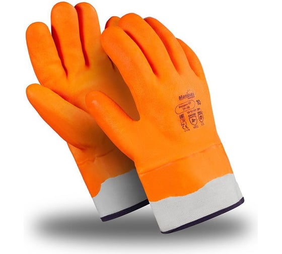 Изображение товара Перчатки Manipula Specialist НОРДИК КП (WG-785), джерси, ПВХ полное, крага, цвет оранжевый флуоресцентный (11), Пер 608/11