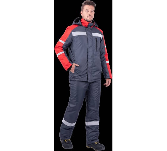 Изображение товара Костюм ГК Спецобъединение РОУД зимний, т/серый-красный (120-124, 182-188), Кос 488/120/182