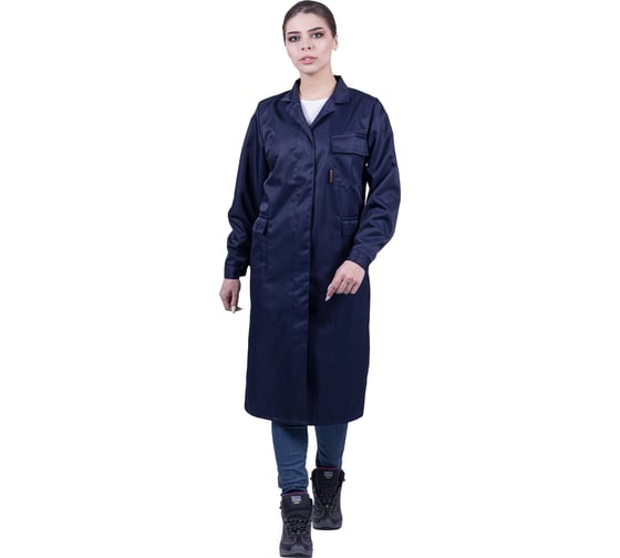 Изображение товара Женский халат ГК Спецобъединение от растворов кислот и щелочей, механических воздействий, темно-синий (96-100, 170-176) Хал 009/96/170