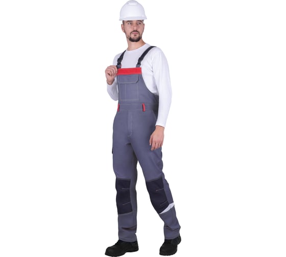 Изображение товара Мужской полукомбинезон Iform ТУРБО SAFETY от механических воздействий и ОПЗ, серый/красный/чёрный (128-132 Пком 1602/128/182