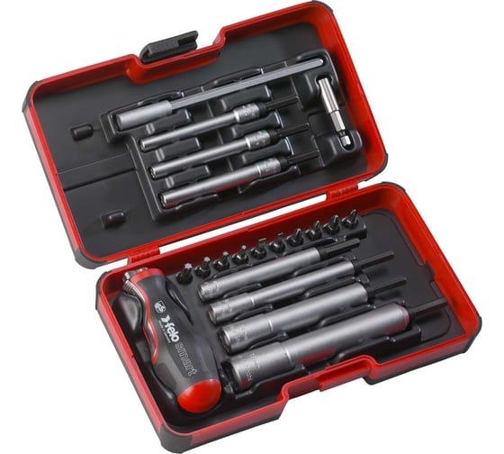 Изображение товара Набор бит SL/PH/Tx/PZ и головок M-TEC с рукояткой SMART в кейсе, 20 шт Felo 06082006