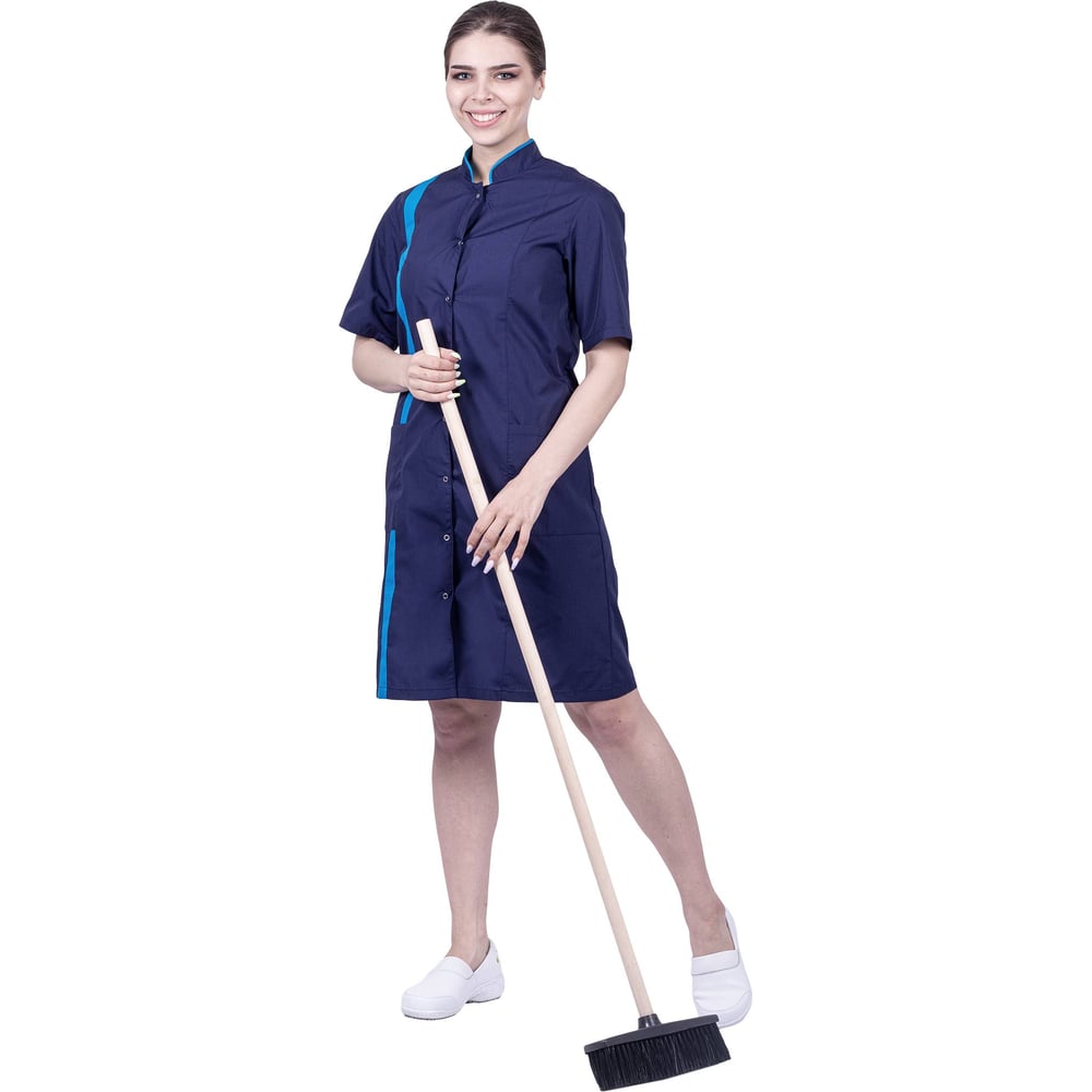 Изображение товара Халат женский Спецобъединение ДИАНА 40-42 короткий рукав темно-синий голубой