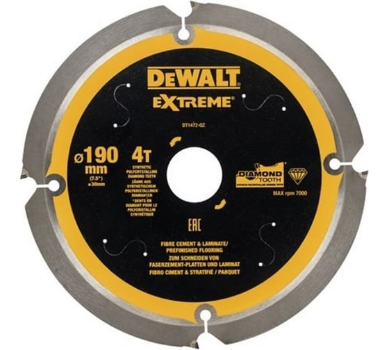 Изображение товара Диск пильный по фиброцементу (190x30 мм; 4T) DEWALT DT1472-QZ