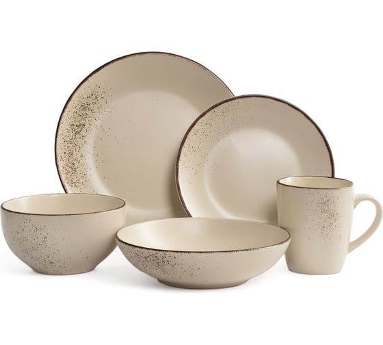 Изображение товара Набор столовый DOMENIK OH SPLASH бежевый на 4 персоны 16 предметов DMS281-ECOM