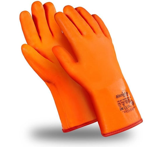 Изображение товара Перчатки Manipula Specialist НОРДИК (WG-786/TP-07), джерси, ПВХ сплошной, крага, 300 мм, цвет оранжевый флуоресцентный ( Пер 607/10