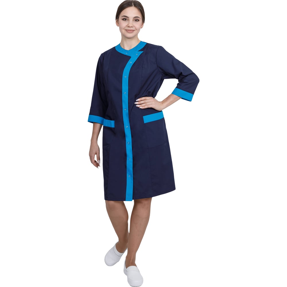 Изображение товара Халат ГК Спецобъединение САКУРА тёмно-синий и голубой женский 44-46