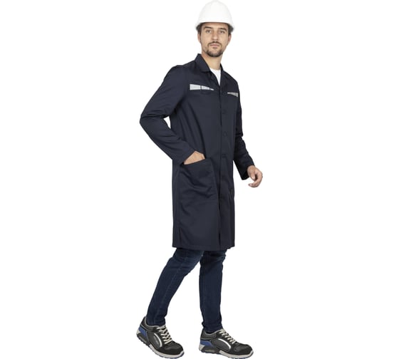 Изображение товара Мужской халат ГК СпецобъединениеОПЕРАТОР от общих производственных загрязнений (облегченный), цвет темно-синий (112-11 Хал 880/112/170