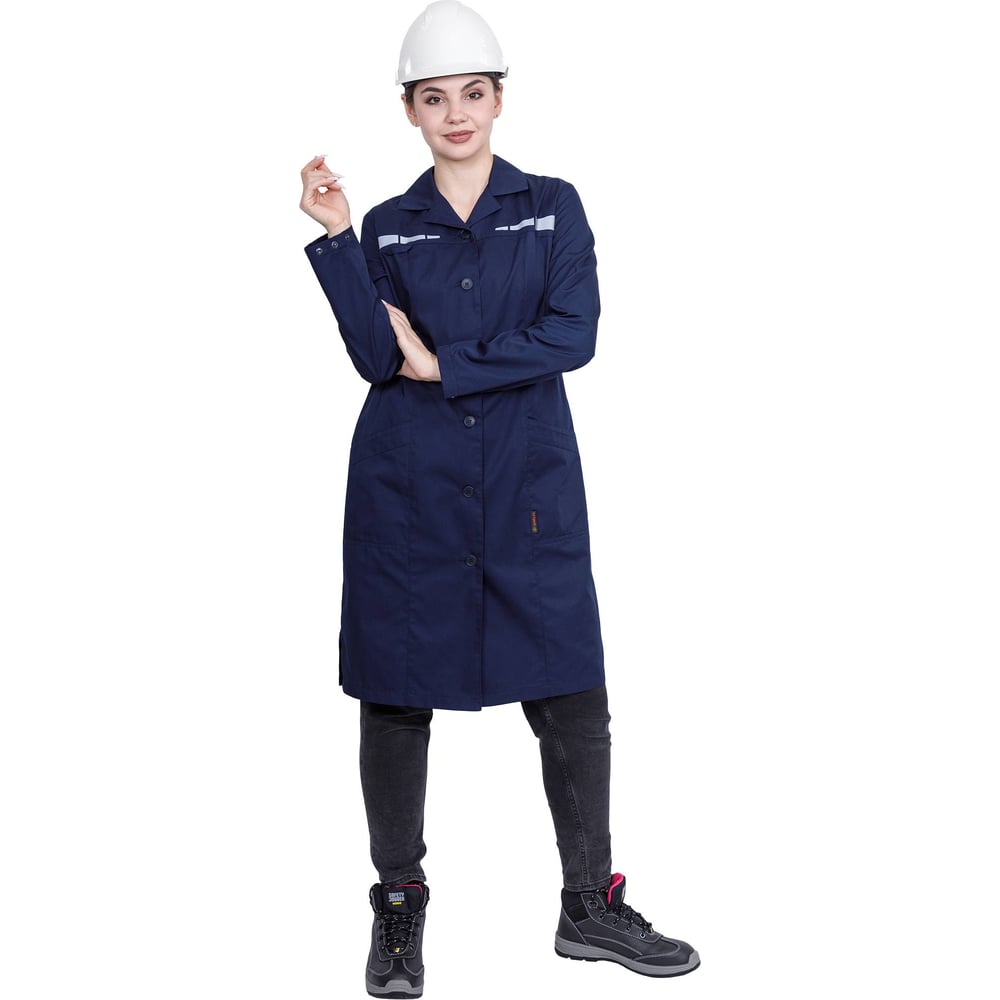 Изображение товара Женский халат ГК Спецобъединение ОПЕРАТОР от общих производственных загрязнений (облегченный), цвет темно-синий (88-92, Хал 884/88/170