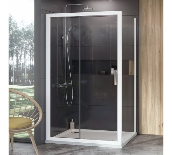 Изображение товара Неподвижная стенка для двери Ravak 10° 10PS-100 белый профиль, прозрачное стекло 9UVA0100Z1