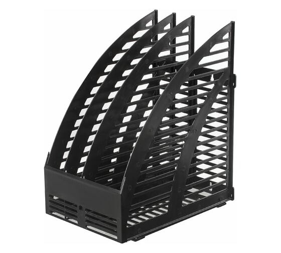 Изображение товара Вертикальный лоток STAFF для бумаг, 242х160х285 мм, 3 отделения, сетчатый, сборный, черный, 237293