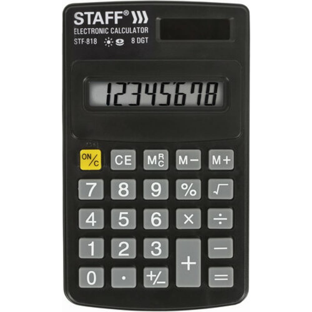 Карманный калькулятор Staff калькулятор карманный staff stf 6238 104х63мм 8 раз дв питание белый с зелёными кнопками блистер